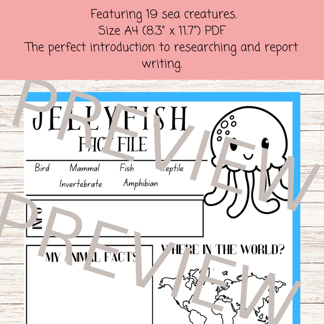 sea creatures animal research project template