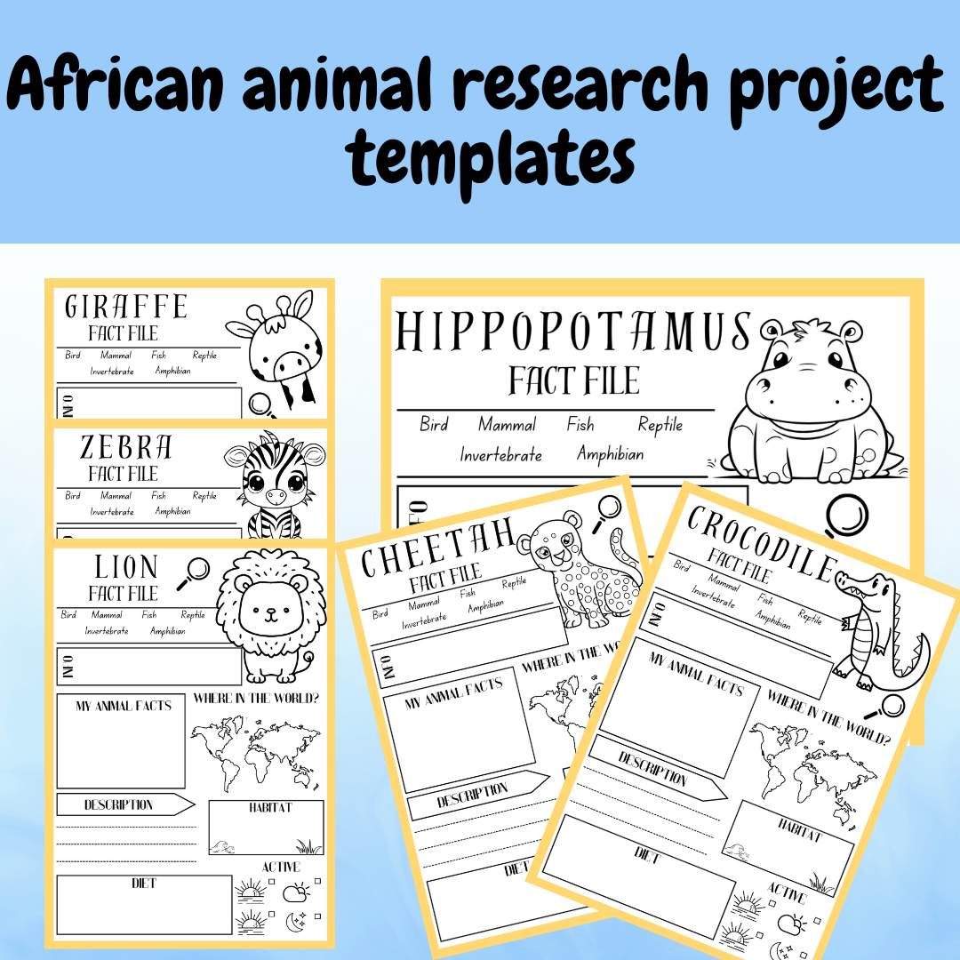 African animal research project poster template