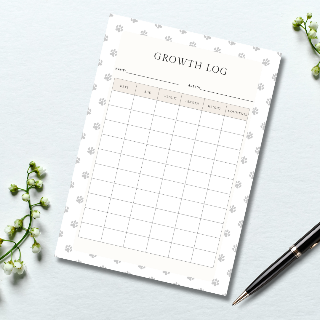 Pet growth log template