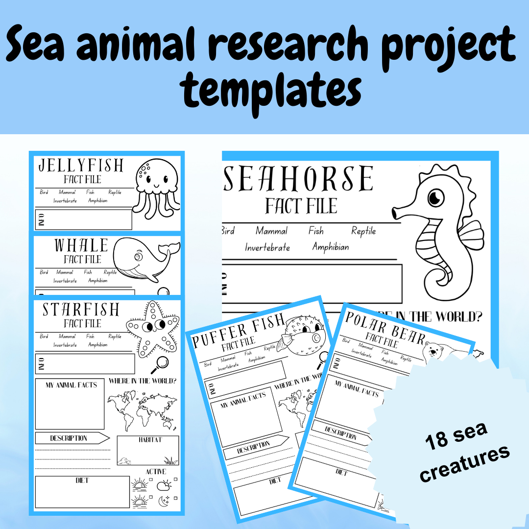 sea creatures animal research project template