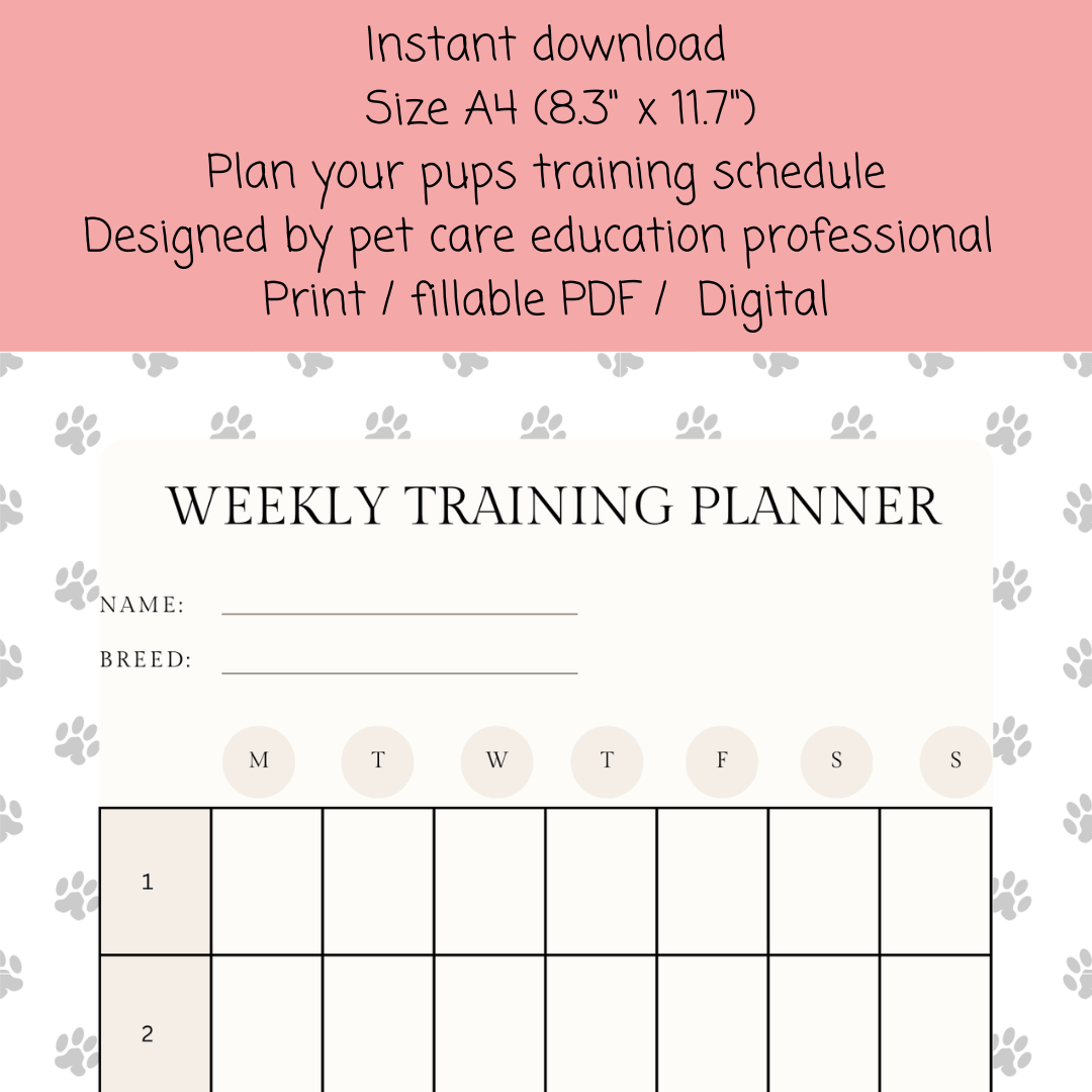 Dog weekly training plan template