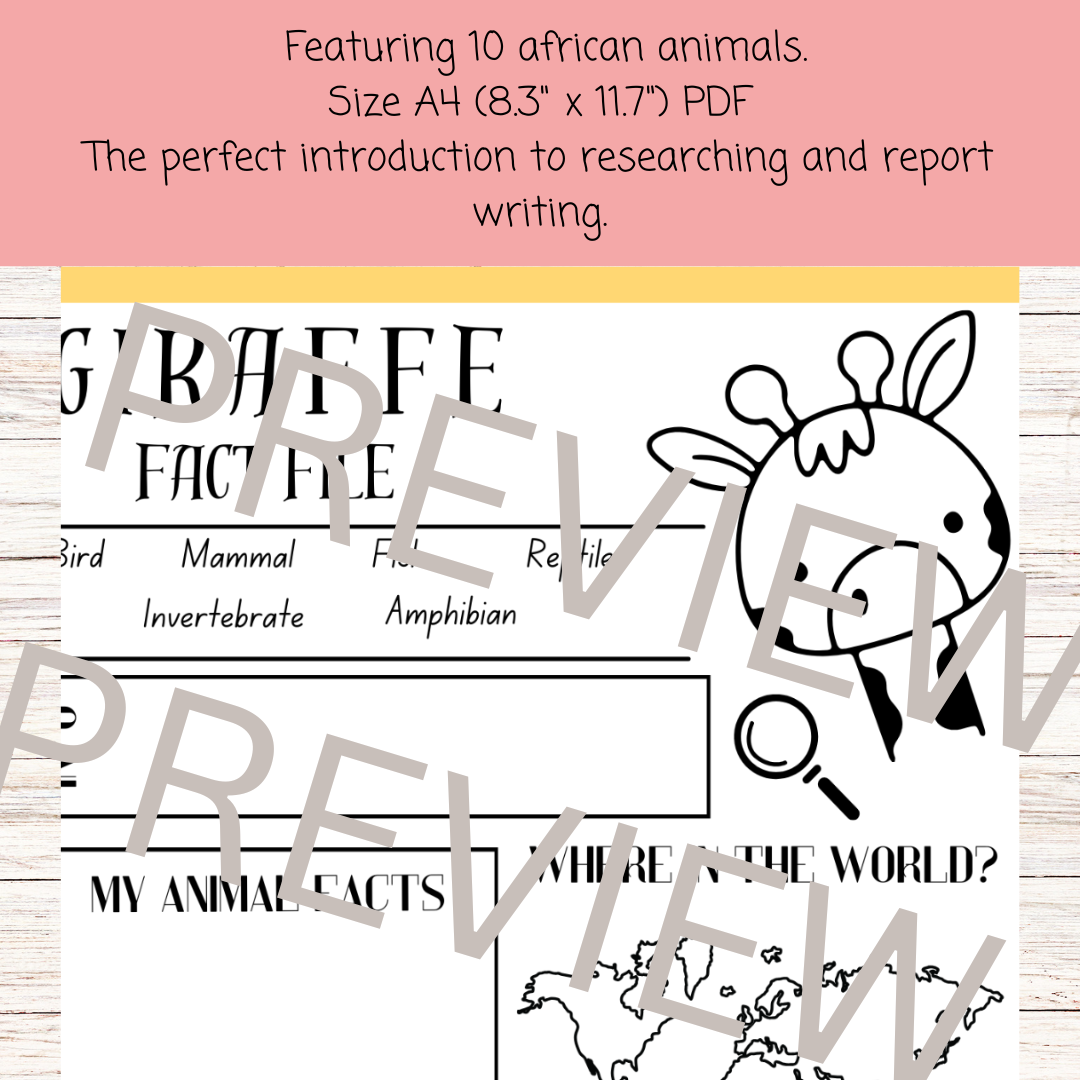 African animal research project poster template