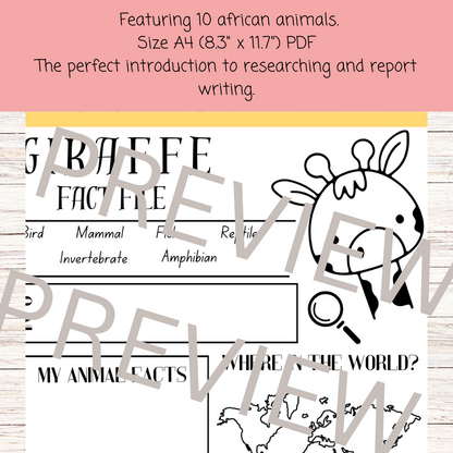 African animal research project poster template