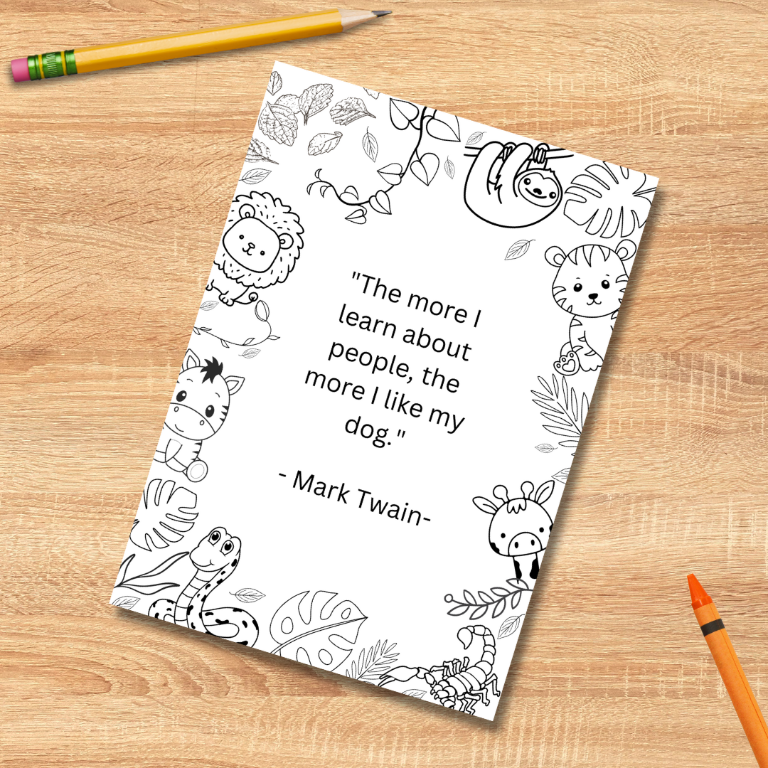 Animal quote colouring posters