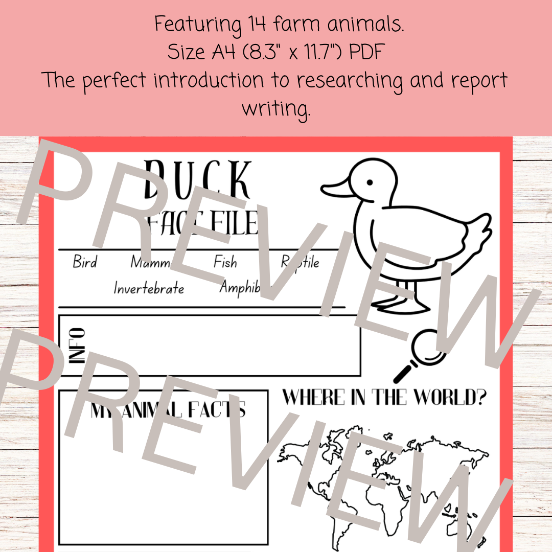 Farm animal research project poster template pack