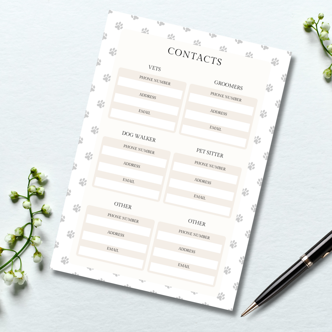 Pet contact details template