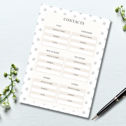 Pet contact details template