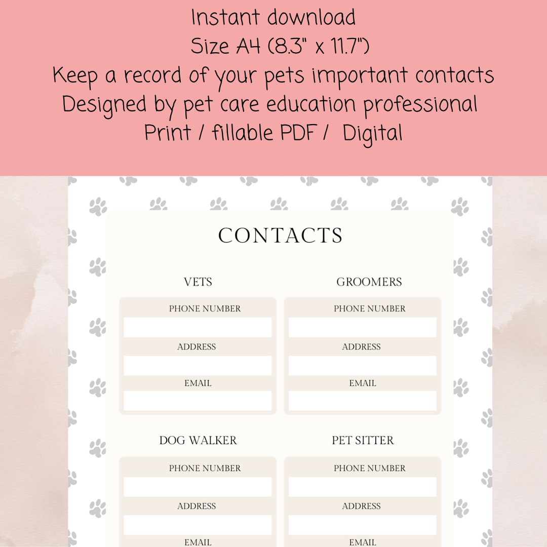 Pet contact details template