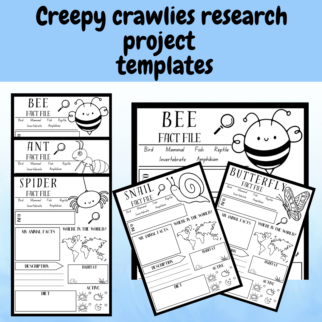 creepy crawlies animal research project poster template pack