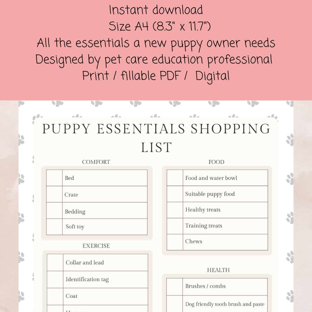 New puppy essentials shopping list