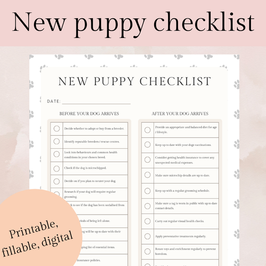 New puppy checklist