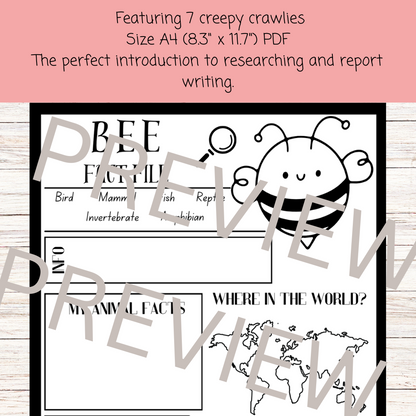 creepy crawlies animal research project poster template pack