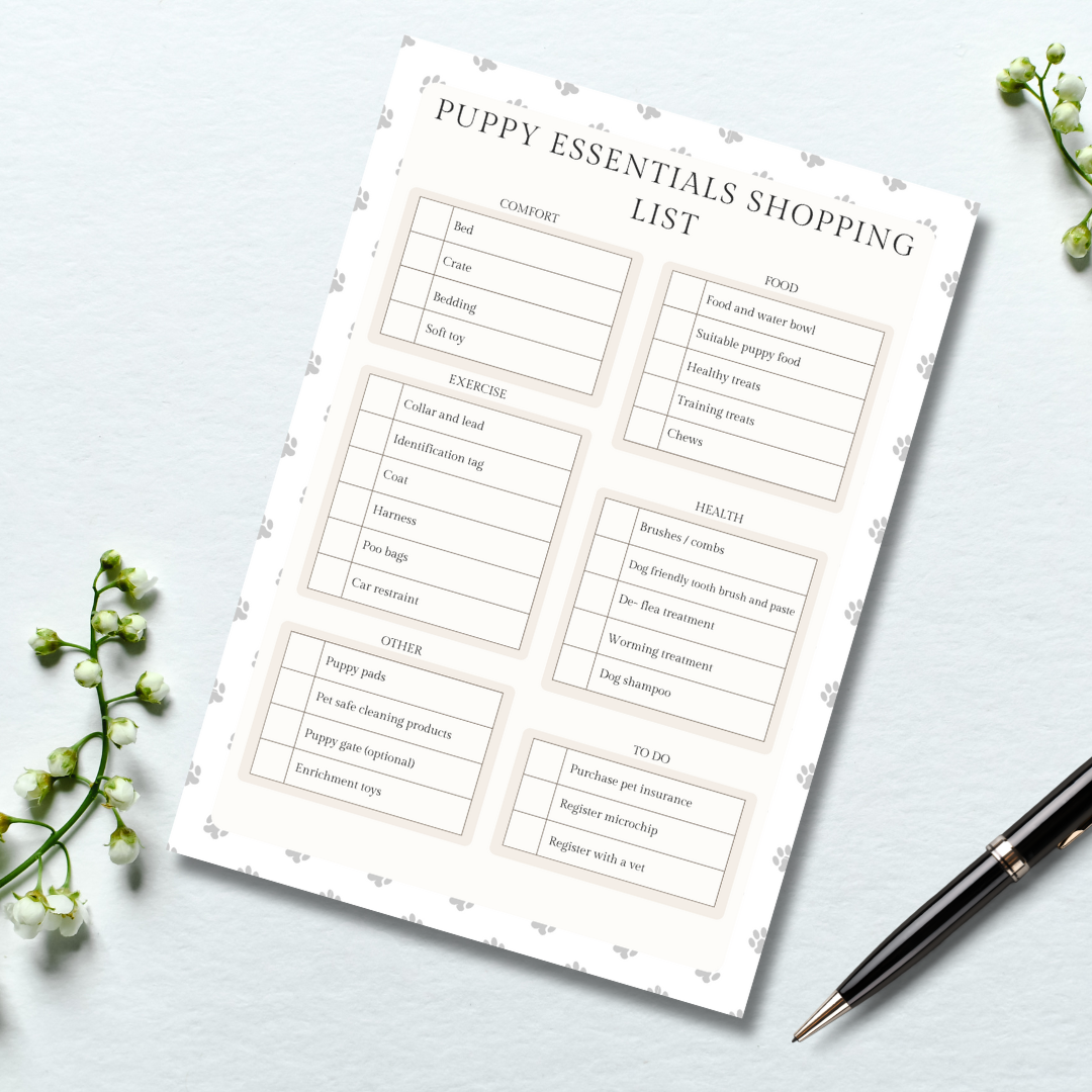 New puppy essentials shopping list