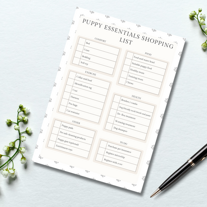 New puppy essentials shopping list