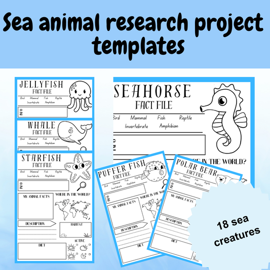 sea creatures animal research project template