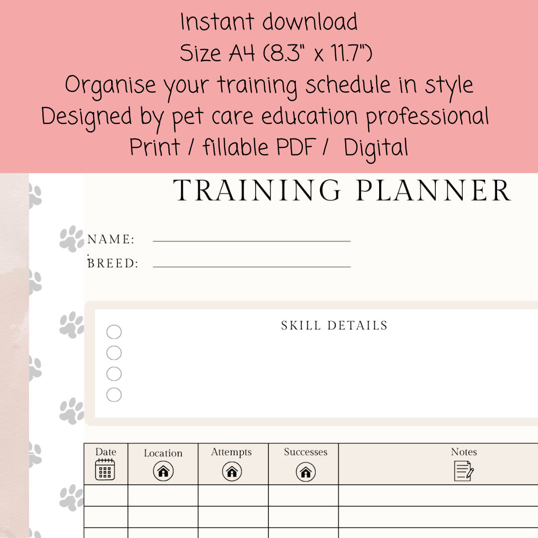 Puppy training planner