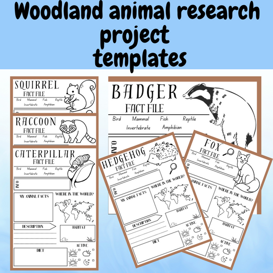 Woodland animals research project template pack